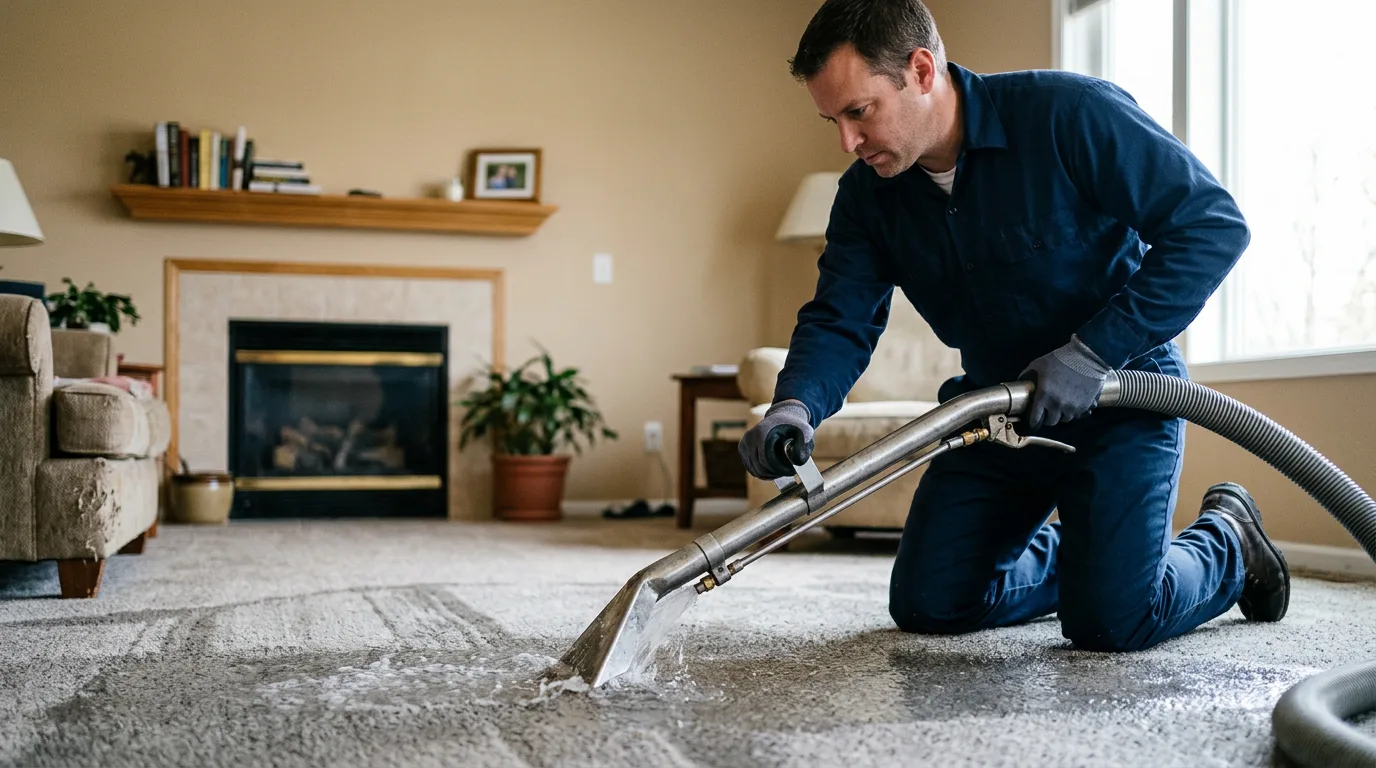 Water damage restoration technician working near Lucas, IA
